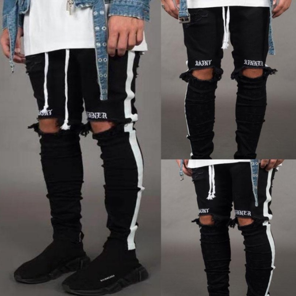 Skinny jeans knee holes